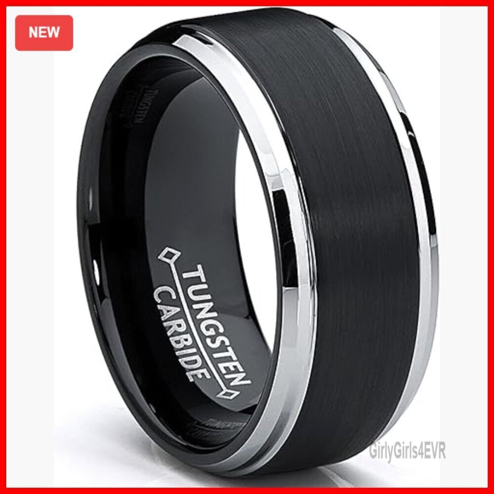 Tungsten Carbide Men's Wedding Band Comfort Fit Sizes 8-13